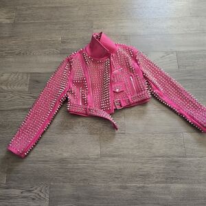 AKIRA Pink Studded Leather Jacket